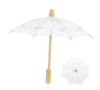 VALICLUD Umbrella Lace Made of Cotton Cloth and Wood with Ergonomic Handle Elegant White Parasol Multi-functional Bridal Wedding Photography Prop for Brides and Tea Parties