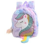 VALICLUD Unicorn Plush Backpack with Moderate Capacity and Polyester Material, Lovely Purple Rainbow School Bag Suitable for Travel and School Use