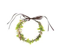 VALICLUD Unisex Elf Costume Crown Heart Shaped Floral Wreath Headband for Wedding Halloween Cosplay Photography Green Leaf Boho Woodland Fairy Headpiece