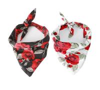 VALICLUD Valentine’S Day Pet Collar Bib 2pcs Dog Bandana with Rose Pattern, Cotton Triangular Saliva Catcher for Small to Medium Dogs, Neck Size 25-48Cm, White Black