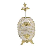 VALICLUD Vintage Automatic Toothpick Dispenser with Press-top Operation Refillable Plastic Box Featuring Gold White Rose Embossed Pattern Dustproof Storage for Kitchen Dining Table Weddings