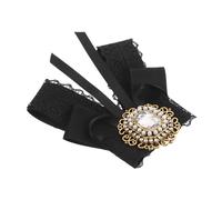 VALICLUD Vintage Black Lace Bow Brooch Pin with Rhinestones Elegant Crystal Corsage Safety Pin for Women Stylish Statement Accessory for Dresses Coats Parties and Business Meetings