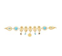 VALICLUD Vintage Boho Rhinestone Turquoise Forehead Chain Lightweight Headpiece for Women Ethnic Wedding Party Festival Jewelry Handcrafted with and Hollow Flower Design