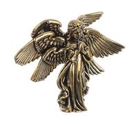 VALICLUD Vintage Brass Angel Figurine Six-winged Cherub Sculpture Praying Guardian Ornament for Home Office Shelf Decoration Romantic Cupid Gift for Memorial and Living