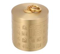VALICLUD Vintage Brass Ashtray with Lid for Cigarettes Classic Chinese Style Smokers Desktop Accessory Covered Patio Ash Holder with Ornate Blessings Design Elegant Indoor Outdoor Tabletop