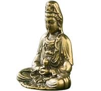 VALICLUD Vintage Brass Avalokitesvara Buddha Statue Ornament for Home Desktop Or Living Room Desk Decoration with Simple Artistic Design and Golden Finish