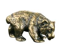 VALICLUD Vintage Brass Bear Figurine Miniature Desktop Decor Delicate Antique Finish, Small Brass Animal Statue for Indoor Display and Shelves, Unique Home Decoration Accent