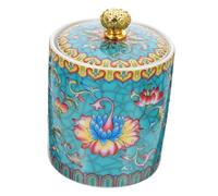 VALICLUD Vintage Ceramic Tea Coffee Sugar Canisters with Lid, Airtight Small Blue Storage Jar for Home, Keeps Dry Food Fresh and Organised