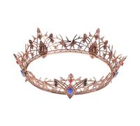 VALICLUD Vintage Dark Alloy Bridal Tiara Crown Handmade Queen Headpiece for Weddings Prom Renaissance Cosplay Lightweight Gothic Hair Accessory for Brides and Stage Shows