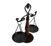 VALICLUD Vintage Display Tray Antique Justice Scale Ornament Multipurpose Jewelry Organizer Retro Cast Iron and Wood Statue for Lawyer Office Desk Decor