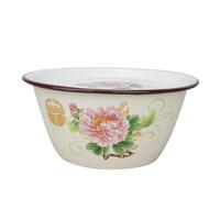 VALICLUD Vintage Enamel Mixing Basin Retro Stackable Kitchen Flour Dough Prep Bowl Multifunctional Enamelware for Washing Rice Fruits Vegetables and Dough Mixing