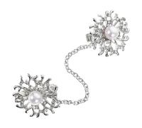 VALICLUD Vintage Faux Pearl Chain Brooch Pin for Women Elegant Collar Clip Sweater Holders Windproof Cardigan Accessory for Formal Occasions Chic Pearl Studded Design