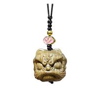 VALICLUD Vintage Gold Silk Nanmu Lion Pendant Hanging Charm Wooden Keychain Phone Accessory Creative Lion Figurine for DIY Decoration