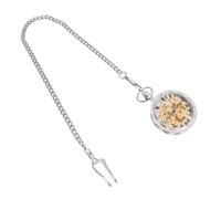 VALICLUD Vintage Hollow Manual Pocket Watch Silver Mechanical Design for Stylish Accessories Family and Friends Elegant Neck Chain Included