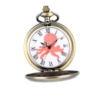 VALICLUD Vintage Octopus Mechanical Pocket Watch Roman Numerals Decorative Antique Metal Hanging Pocket Watch for Men Suitable for Daily Use Collectors