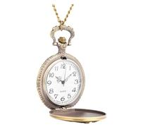 VALICLUD Vintage Quartz Pocket Watch Necklace Retro Rose Pendant, Lightweight Portable Bronze Chain Watch for Travel and Daily Use