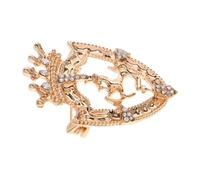 VALICLUD Vintage Rhinestone Crown Brooch Pin for Men Zinc Alloy Horse Shield Lapel Badge Retro Suit Accessory for Hosts and Oktoberfest Unique Detailed Craftsmanship