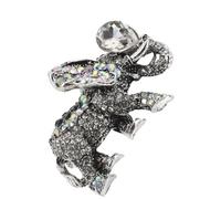 VALICLUD Vintage Rhinestone Elephant Brooch Silver Animal Lapel Pin with Fastener for Coat Cardigan Sweater Purse Bag Hat Pin Lucky Feng Shui Jewelry Charm for Women