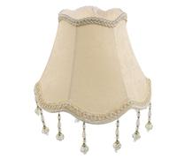 VALICLUD Vintage Victorian Bell Lamp Shade with Tassels, Removable Fabric Lampshade for Table and Floor Lamps, Easy Installation, Scalloped Edge with Bead Fringe, Classic European Style