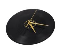 VALICLUD Vinyl Record Wall Clock Vintage Style Musical Wall Clock Decorative Round Vinyl Record Decor for Bedroom Office Plastic Metal Craft with Gold Numerals and Hands Silent Non Ticking