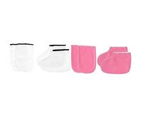 VALICLUD Wax Therapy Foot Spa Socks and Hand Covers 2 Sets White and Pink Paraffin Heat Preservation Manicure Foot Cover for Skin Care and Dead Skin Removal