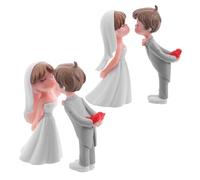 VALICLUD Wedding Cake Topper Sturdy Pvc Material 2 Pairs Figurines Bride and Groom Miniature Figures Unique Elegant Design for Wedding Party Decorations for