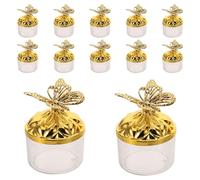 VALICLUD Wedding Candy Boxes Plastic with Elegant Golden Insect Motif 12pcs round Treat Containers, Versatile Keepsake Option for Celebration and Giftgiving Occasions