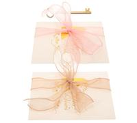 VALICLUD Wedding Ribbon Vow Books Set of 2 with Delicate Ribbon, Wedding Day Cards for Bride and Groom, Party Speech and Vow Brochures in Imperial Gold and Sea Anemone Pink, Guest Signing