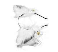 VALICLUD White Plush Fox Ears Headband with Bell, Cosplay Masquerade Hair Accessory for Women, Halloween Christmas Party Foxes Ears Hair Band