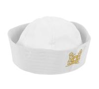 VALICLUD White Sailor Hat for Women and Men Round Dome Boat Captain Hat with Embroidered Patch for Parties and Travel
