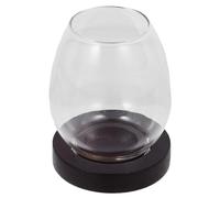 VALICLUD Windproof Tea Light Holder with Vintage-style Wooden round Base, Glass Cover for Outdoor Use and Table Centrepiece, Easy Cleaning Unique Candle Holders