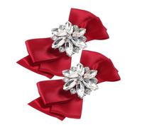 VALICLUD Wine Red Bow Shoe Clips Pair 3d Bowknot High Heel Shoe Charms Removable for Wedding and Party Decoration