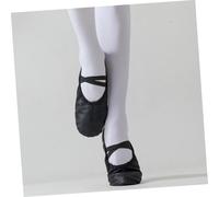 VALICLUD Women Classic Ballet Slippers with Oxhide Split Sole Lightweight Gymnastics Yoga Dance Flats Elastic Stretch Belt for Comfort and Freedom Black Suitable for Ballet Jazz Modern and