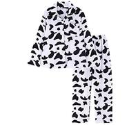 VALICLUD Women Long Sleeve Cow Print Pajamas Set with Button Down Top and Comfortable Pants Soft Breathable Nightwear for Home Relaxation White