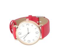 VALICLUD Women Quartz Watch with Red PU Leather Strap, Comfortable to Wear Wrist Watch for Ladies and Girls, Simple Surface Design for Christmas and Party