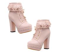 VALICLUD Women S Short Tube Ankle Boots Chunky Heel Platform Non-slip Outsole Autumn Footwear for Dresses and Trousers