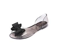 VALICLUD Women's Bowknot Jelly Shoes Chunky Sandals Women's Fashion Summer Beach Shoes Black Wedge Sandals