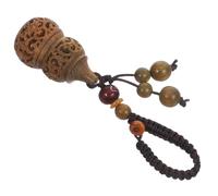 VALICLUD Wood Carved Gourd Keychain Pendant Elegant Sandalwood Ornament with Fragrance Ball Stylish Chinese Style Hanging Decoration for Car Keys Unique for Men