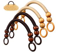 VALICLUD Wooden Beaded Bag Handles with Strong Nylon Rope Replacement Purse Handles for Handbag Making and DIY Craft 4 Pack U-Shape Straps for Woven and Crochet Bags