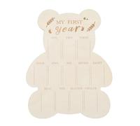 VALICLUD Wooden Bear Shape Keepsake Frame with 12 Months Photo Milestones Board for Newborn Monthly Display and First Year Birthday Nursery Decor