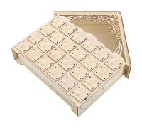 VALICLUD Wooden Christmas Advent Calendar 24 Drawers LED Lighted Countdown to Christmas Decorative Rustic Village Mantel Decor Refillable Holiday Calendar for Home