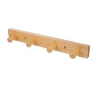 VALICLUD Wooden Coat Hook Wall Mounted Coat Hanger, Solid Wood 4 Hooks, Khaki, Smooth Surface, Strong Bearing Capacity, for Bathroom and Study Room