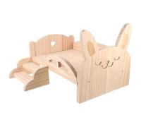 VALICLUD Wooden Small Pet Bed for Guinea Pig and Chinchilla with Stairs and Platform, Beige Hamster Bed Providing Place to Play and Sleep, Suitable for Small Pets