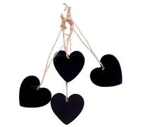 VALICLUD Wooden Tags Sanded to A Smooth Finish Reusable 20pcs with Hanging String Heart Shape Black Mini Chalkboard Pendants for Wedding Decoration and Party Favour Crafts