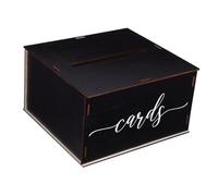 VALICLUD Wooden Wedding Card Box Large Black Multipurpose Envelope Holder for Suggestions Letters and Keepsakes Natural Polished Wood with Unique Design for Reception Party and Office