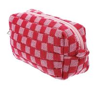 VALICLUD Woolen Yarn Checkered Makeup Bag Large Capacity Travel Toiletry Bag Portable Stitch Cosmetics Pouch for Personal Care
