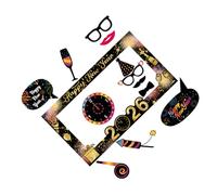 VALICLUD Year Photo Booth Frame with Happy Year Props Foam Board Party Decorations Eyewear Signs for Family Friends Celebration Easy Assembly Festive Photo Fun