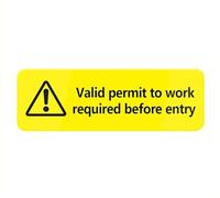 Valid Permit To Work Required Before Entry Sign For House, Home, And Office -, Strong Self-Adhesive, Metal Tin Sign For Fornt Door Yard Sign 4×16 Inch