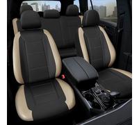 VALIHO Premium Waterproof Car Seat Cover Full Set, Front and Rear Split Bench Seat Covers for Cars with Thicker Padding, Easy to Install Car Seat Cover Set (Grey) (Beige)