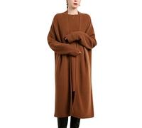 Valin Women 95% Cashmere Cardigan Khaki V-Neck Sweater Long Sleeve Relaxed Cashmere Wool Thick Cardigan Long Ladies Sweater,One Size,MZ2312